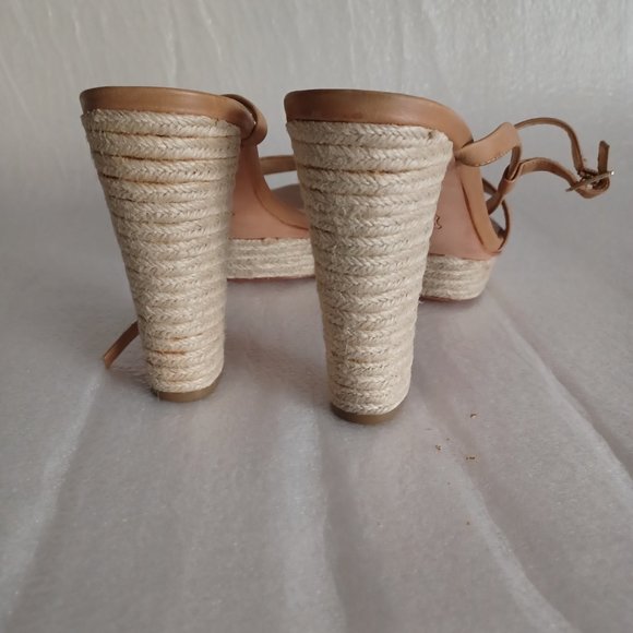 Talbots Tan Heels Sandals Leather Upper Spadrilles - Picture 5 of 13